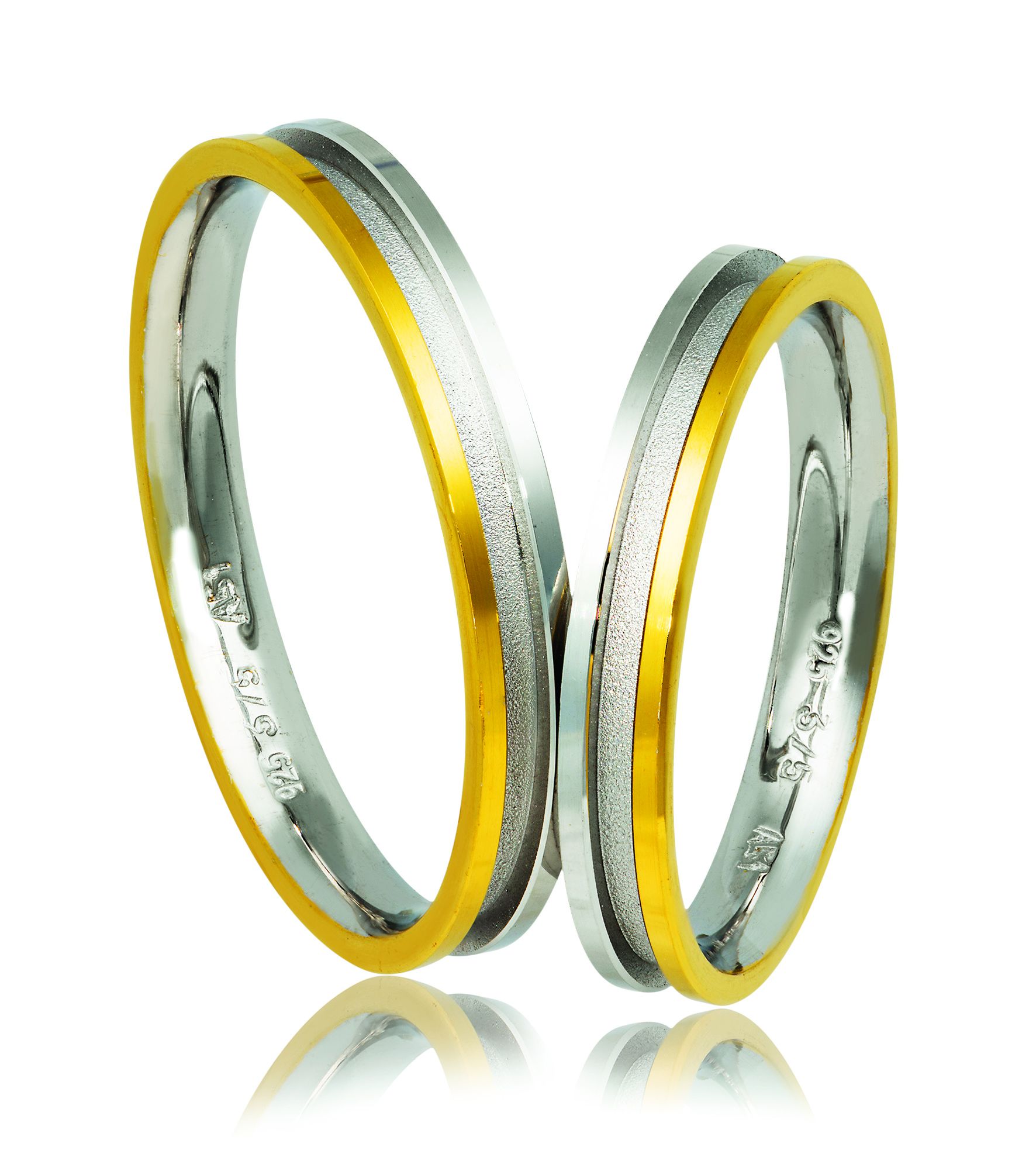 White gold & gold wedding rings 3mm (code AB2)